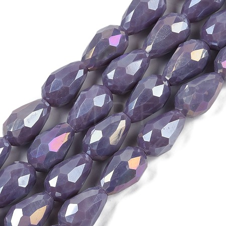 Opaque Solid Color Electroplate Glass Beads Strands EGLA-N013-P10mm-B09-1