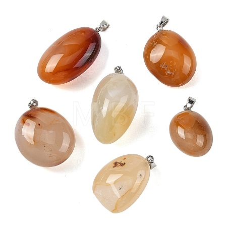 Natural Red Agate Tumbled Stone Pendants GG-K002-06I-1