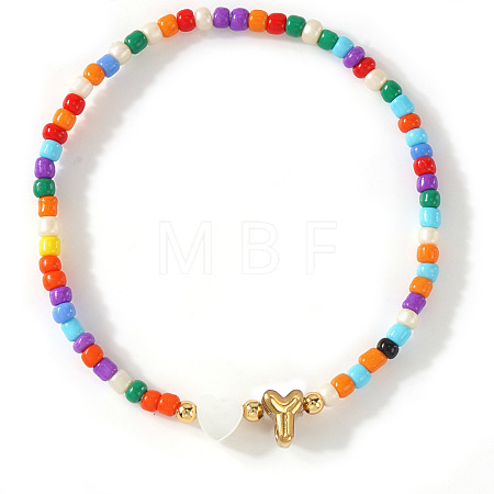 Colorful Round Glass Seed Bead Stretch Bracelets AO5283-25-1