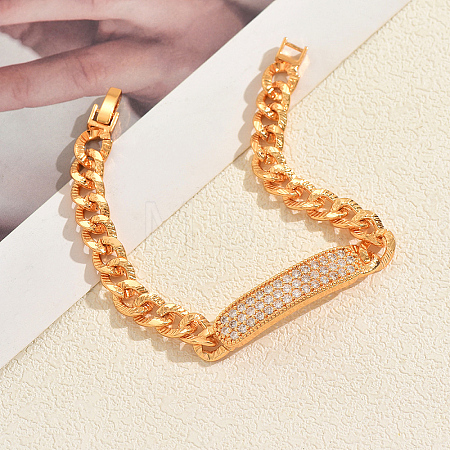 Brass Micro Pave Clear Cubic Zirconia Link Bracelets PP8141-6-1