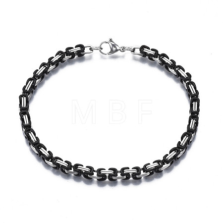Two Tone 201 Stainless Steel Byzantine Chain Bracelets BJEW-S057-86B-01-1