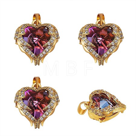 4Pcs Brass Rhinestone Pendants KK-SZ0005-34-1