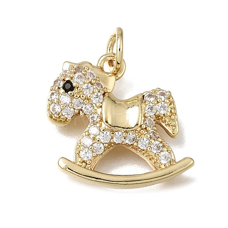 Brass Micro Pave Black Cubic Zirconia Charms CU-L001-18G-14-1