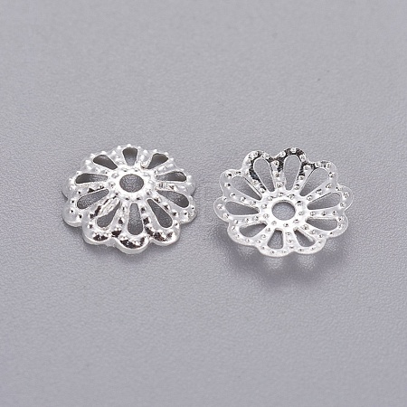 Silver Color Plated Filigree Flower Iron Fancy Bead Caps X-IFIN-E191Y-S-1