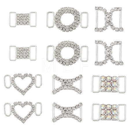 12Pcs 6 Styles Brass with Alloy Rhinestone Shoe Decoration FIND-HY0003-66-1