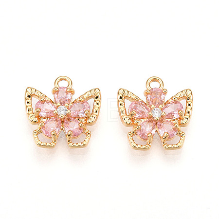 Brass Micro Pave Cubic Zirconia Charms KK-N262-111C-G-1