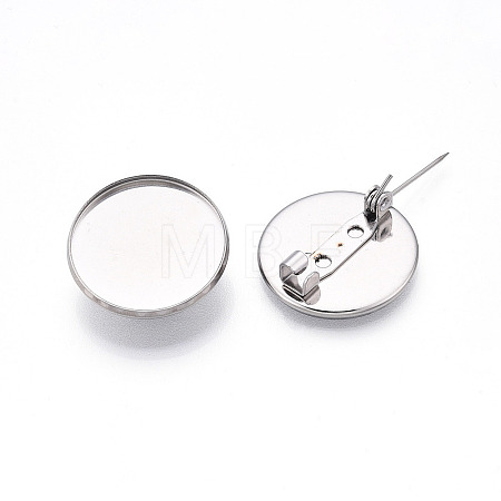 304 Stainless Steel Brooch Cabochon Settings STAS-E547-08E-P-1