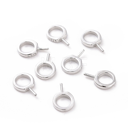 Anti-Tarnish Rhodium Plated 925 Sterling Silver Screw Eye Peg Bails STER-D035-42P-1
