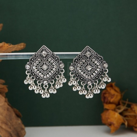 Alloy Crystal Rhinestone Rhombus Chandelier Earrings for Women WG50357-02-1