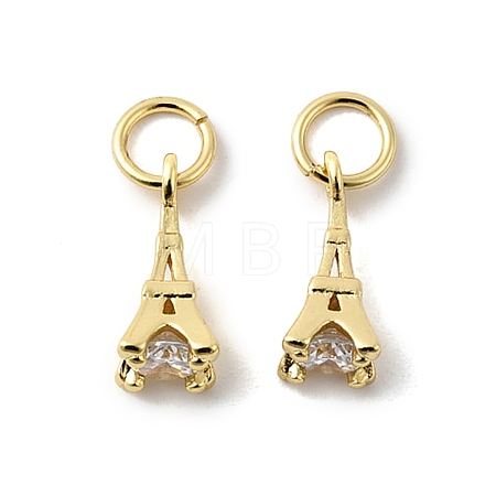 Brass Micro Pave Cubic Zirconia Charms ZIRC-G133-04G-1-1