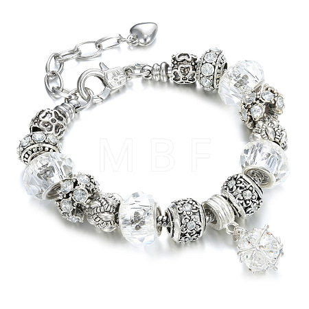 Tibetan Style Alloy & Glass Beaded European Bracelets RX0966-7-1