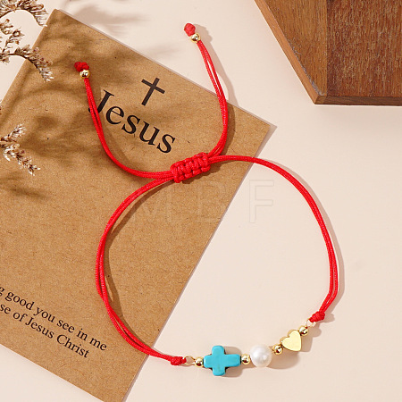 Freshwater Pearl & Turquoise Beads Link Bracelets GE3898-3-1