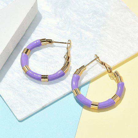 PVD Vacuum Plating 201 Stainless Steel Enamel Hoop Earrings for Women EJEW-B016-33D-1