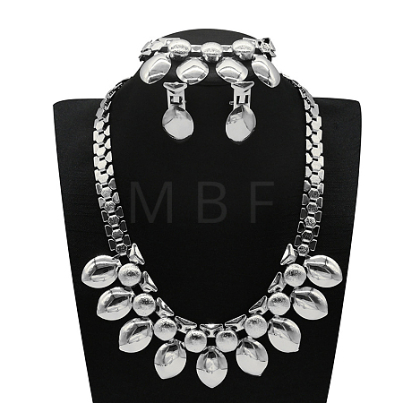 Alloy Chain Necklaces & Stud Earrings & Bracelets Sets FS-WG5EDEB-07-1