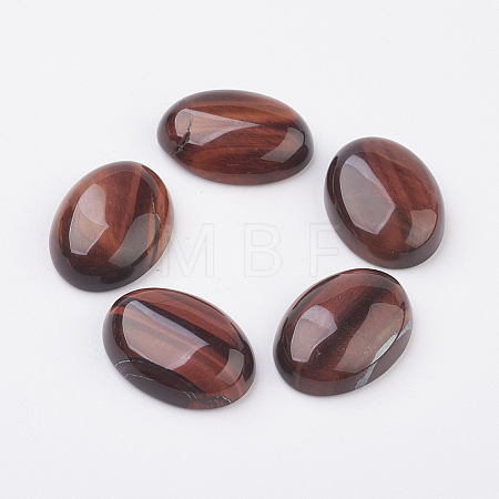 Natural Dyed & Heated Red Tiger Eye Flat Back Cabochons X-G-G741-13x18mm-13-1