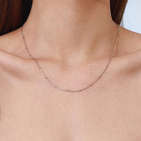304 Stainless Steel Round Ball Snake Chain Necklaces for Women NJEW-K288-01GP-1