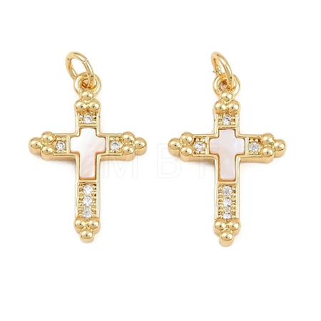 Brass Micro Pave Clear Cubic Zirconia Pendants CU-CBA9482-05G-02-1