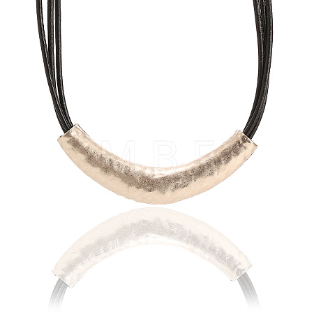 Alloy Curved Tube Pendant Black Cord Multi-strand Necklaces for Women FS-WGCA1C9-02-1