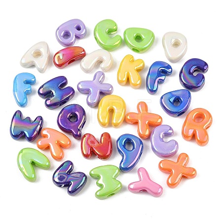 AB Color Plated Opaque Acrylic European Beads AC-CBAE09B-02-1