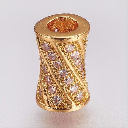 Brass Micro Pave Cubic Zirconia Beads ZIRC-G087-19G-1
