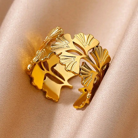 304 Stainless Steel Adjustable Open Cuff Rings for Women RJEW-U060-03E-G-1
