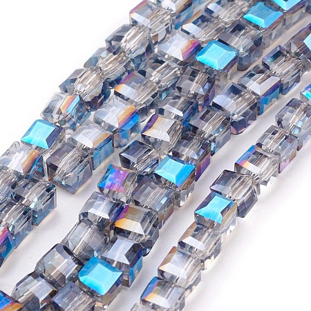1 Strand Electroplate Glass Beads Strands X-EGLA-D018-4x4mm-16-1
