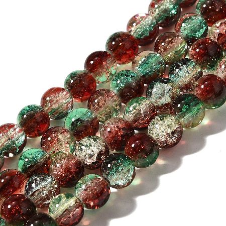 Christmas Theme Crackle Glass Beads Strands X1-CCG-C002-8mm-04-1