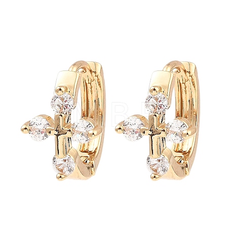 Brass Micro Pave Cubic Zirconia Hoop Earrings EJEW-D078-14KCG-1