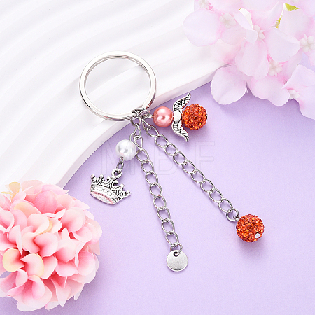 Glass Pearl & Alloy Keychian KEYC-YW00155-05-1