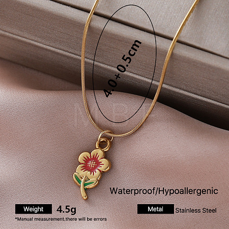 Vintage 304 Stainless Steel Enamel Pendant Necklaces for Women CT2063-2-1