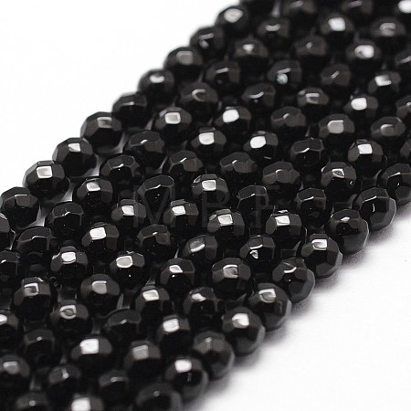 Natural Dyed & Heated Black Onyx Beads Strands X-G-D840-22-4mm-1