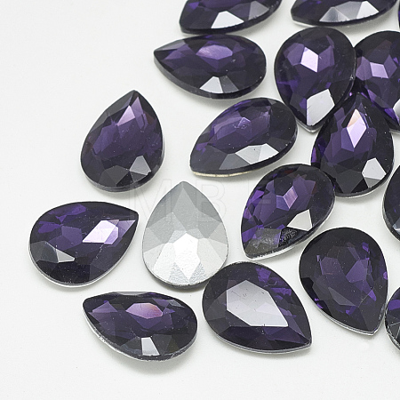 Pointed Back Glass Rhinestone Cabochons RGLA-T081-10x14mm-16-1