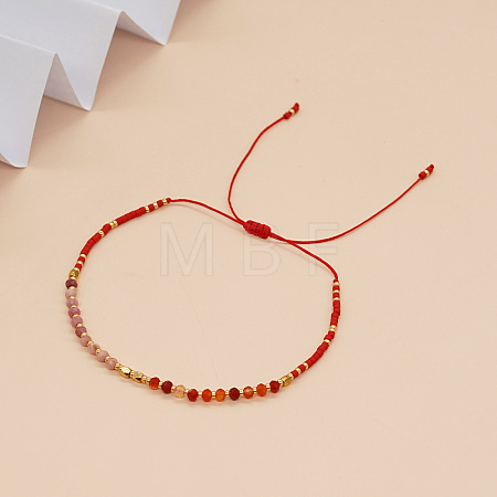 Adjustable Glass Seed Bead Braided Bead Bracelets for Women VT9382-49-1