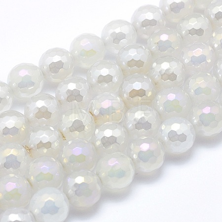 Electroplated Natural Agate Beads Strands G-O164-01B-6mm-1