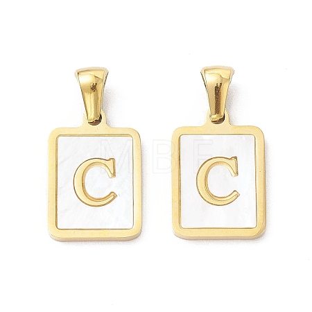 Ion Plating(IP) 304 Stainless Steel Pave Shell Pendants X-STAS-G327-01G-C-1