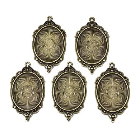 Tibetan Style Alloy Pendant Cabochon Settings TIBEP-R304-016AB-LF-1