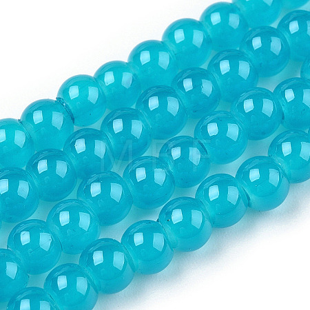 Baking Paint Imitation Jade Glass Round Bead Strands X-DGLA-Q021-4mm-07-1