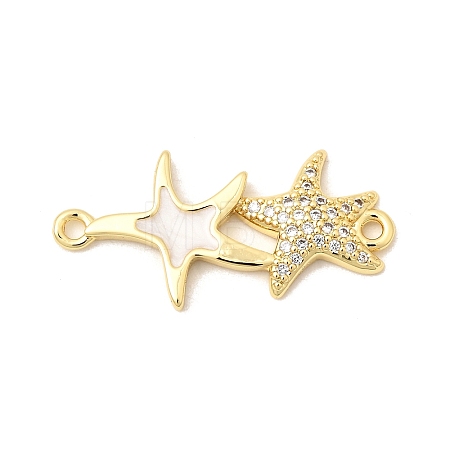 Ocean Brass Micro Pave Clear Cubic Zirconia Starfish Connector Charms KK-A296-27G-1