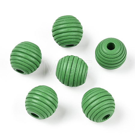 Painted Natural Wood Beehive European Beads WOOD-Q040-019A-A05-1