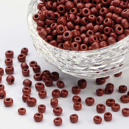 6/0 Opaque Colours Round Glass Seed Beads X-SEED-A010-4mm-46-1