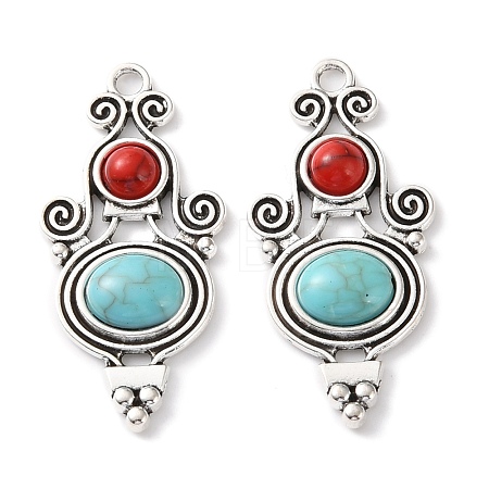 Bohemia Tibetan Style Alloy & Enamel & Synthetic Turquoise Pendants FIND-T074-09AS-1