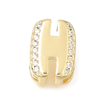 Brass Micro Pave Clear Cubic Zirconia Initial Spacer Bars KK-E802-34G-H-1