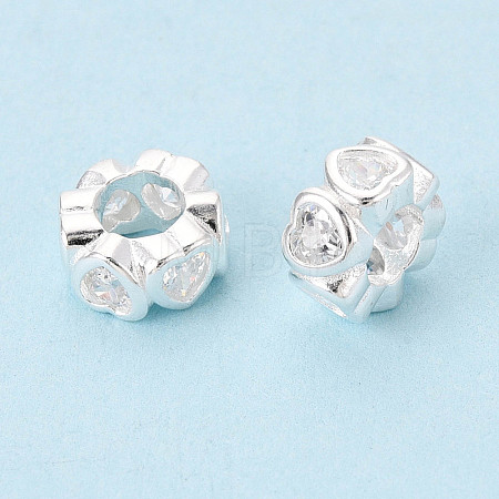 925 Sterling Silver Clear Cubic Zirconia Spacer Beads STER-N016-118S-1
