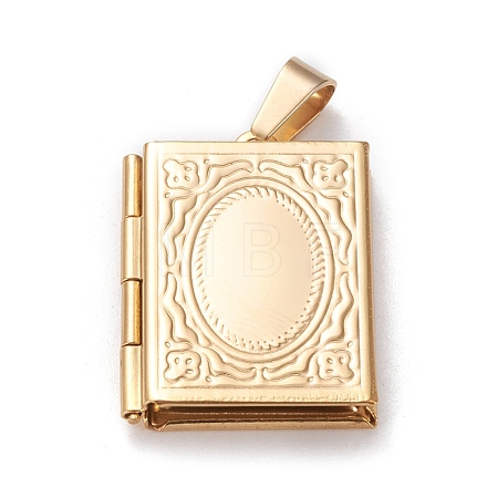 304 Stainless Steel Locket Pendants STAS-K197-02G-1