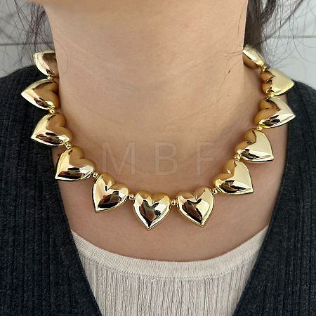 Plastic & Resin Heart Beaded Necklaces for Women FS-WG3668E-01-1