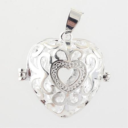 Rack Plating Brass Cage Pendants KK-S751-070S-1