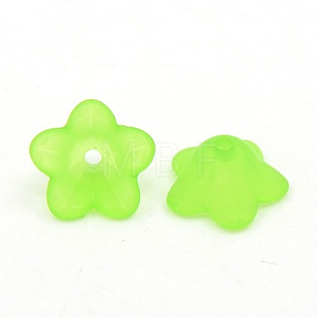 Chunky Green Transparent Frosted Flower Acrylic Beads X-PL560-5-1