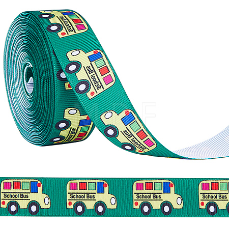 10 Yards Back To School Theme Polyester Grosgrain Ribbon OCOR-WH0082-82A-1