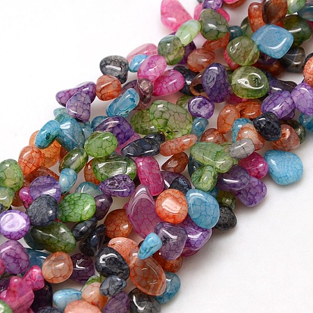 Natural Nuggets Crackle Agate Beads Strands G-P032-06-1