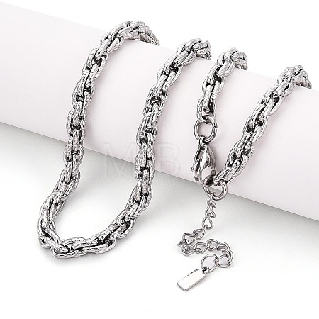 6MM 304 Stainless Steel Textured Rope Chain Necklaces for Men NJEW-N062-01P-1